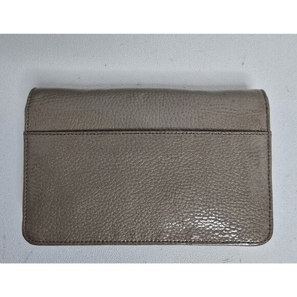 Henri Bendel Taupe Patent Leather Crossbody Bag Wallet On A Chain Clutch - Picture 13 of 16